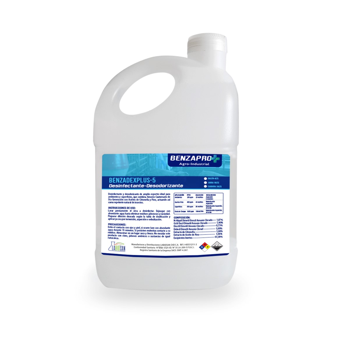 BENZADEXPLUS-5 DESINFECTANTE - DESODORIZANTE